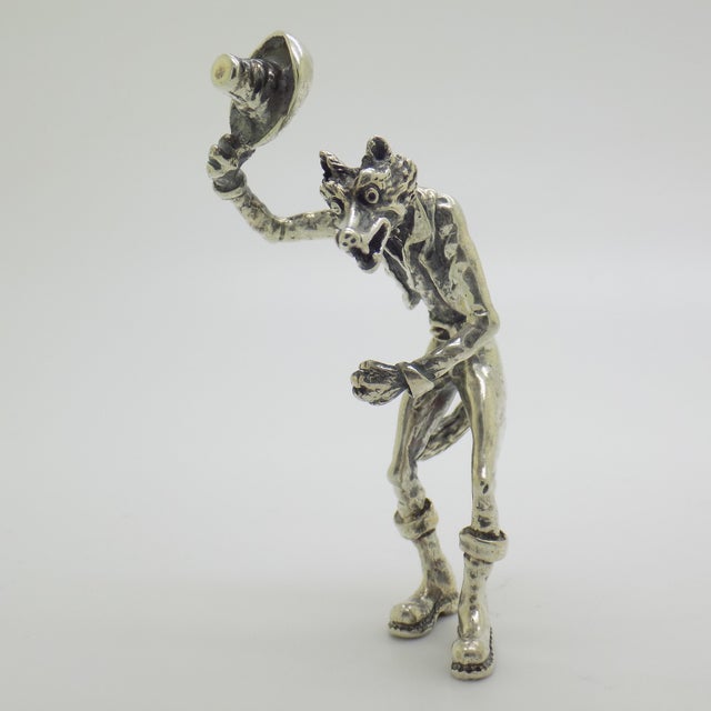 Vintage Italian Handmade Silver Fox Pinocchio Figurine, Arezzo, Tuscany, 1970s For Sale - Image 4 of 15
