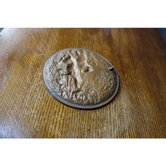 Metal Antique French Copper Hunting Dog Relief Plaque For Sale - Image 7 of 7