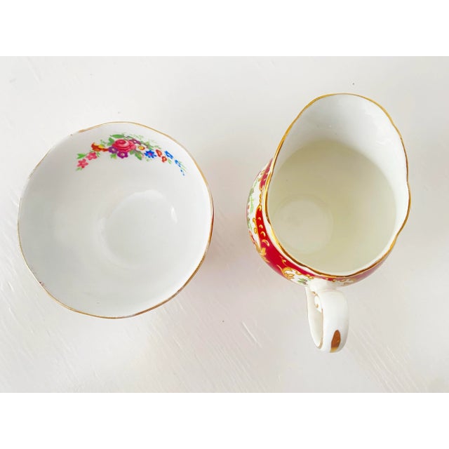 English Vintage Lady Fayre Royal Standard Fine Bone China Open Sugar Bowl and Mini Creamer Set, Made in England- 2 Pieces For Sale - Image 3 of 7