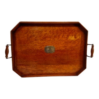 Antique Mahogany Serving Tray With Handles For Sale