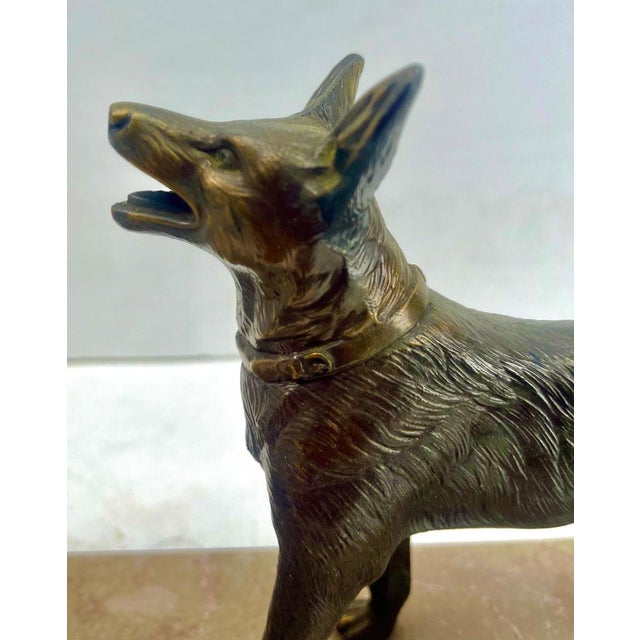 1930s Art Deco French Table Lamp with Stylized Spelter Representation of Dog, 1935 For Sale - Image 5 of 18
