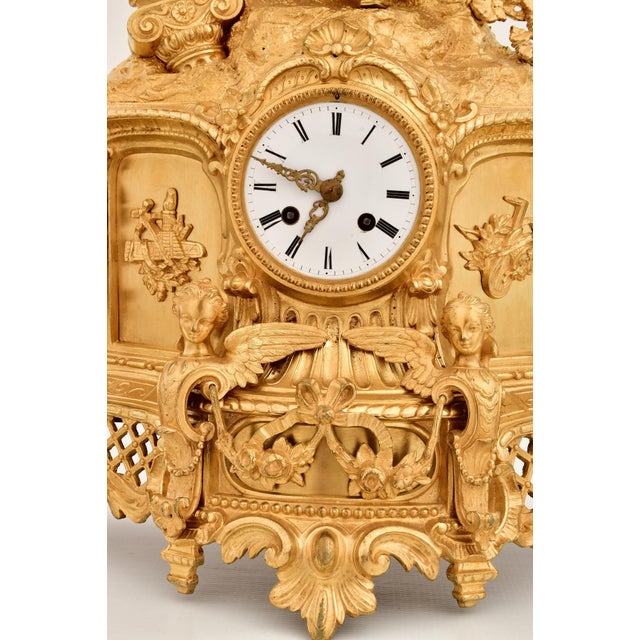 French Napoleon III Gilt Bronze Figural Mantel Clock, Early 19th Century For Sale - Image 10 of 11