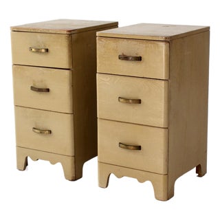 Mid-Century 3 Drawer End Tables Pair For Sale