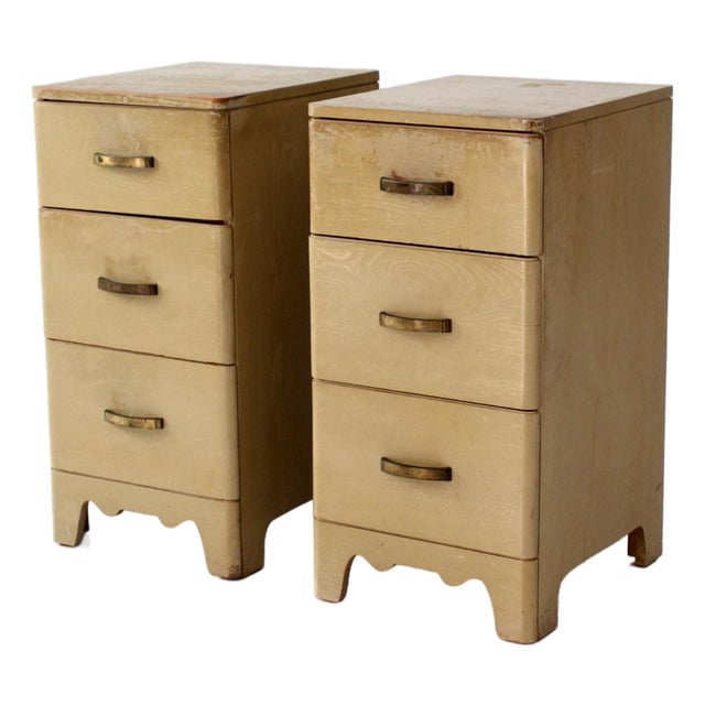 Mid-Century 3 Drawer End Tables Pair For Sale