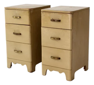 Mid-Century 3 Drawer End Tables Pair