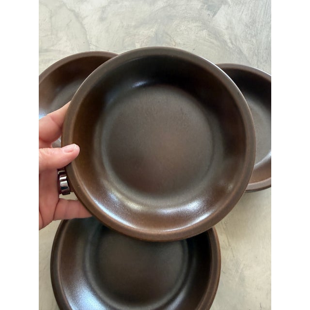 Brown Vintage Wedgwood Stoneware Bowl – Sterling Pattern, 1970s - Set of Four For Sale - Image 8 of 11