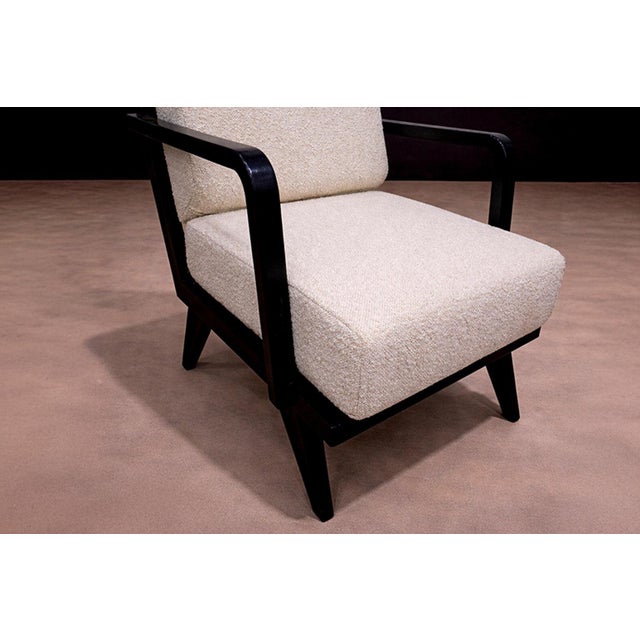 Ivory Armchair in Hardwood With Ebony Finish & Boucle, Unknown, 1960s For Sale - Image 8 of 10