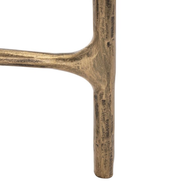 Early 21st Century Jessa Metal Square End Table in Brass with White Marble Top For Sale - Image 5 of 7