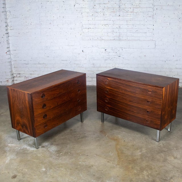 1960’s Mid Century Scandinavian Modern Pair of Rosewood Cabinets Rud Thygesen & Johnny Sorensen for Hansen & Guldborg For Sale - Image 10 of 18