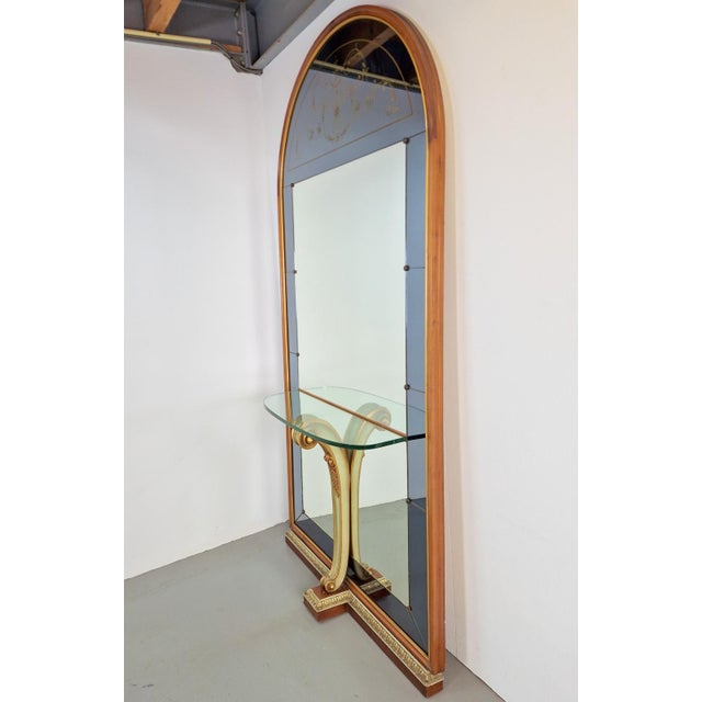 Wood Vintage Floor Mirror with Console Table from Cristal Art, Italy, 1960s For Sale - Image 7 of 18