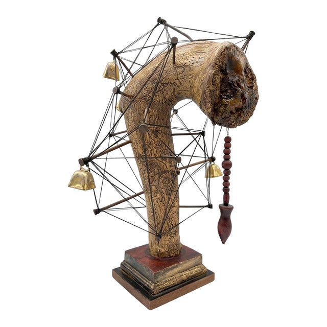 Vintage Rare Handmade Esoteric Divination Statue With Question and Answer Pendulum. For Sale