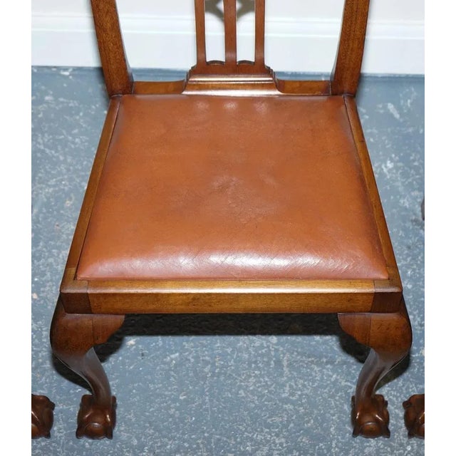 Chippendale Style Dining Chairs with Leather Seats, Set of 5 For Sale - Image 12 of 18
