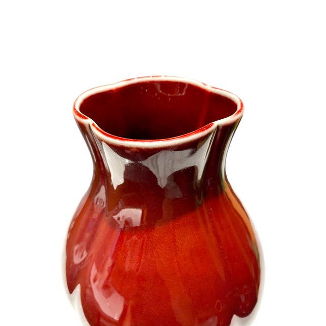 Oxblood Red Pair of Maitland-Smith Oxblood Red Glazed Decorative Vases For Sale - Image 8 of 9
