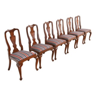 Henkel Harris Queen Anne Solid Mahogany Dining Chairs, Set of Six For Sale