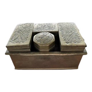 Early 20th Century Antique Asian Brass Betel Nut Box For Sale