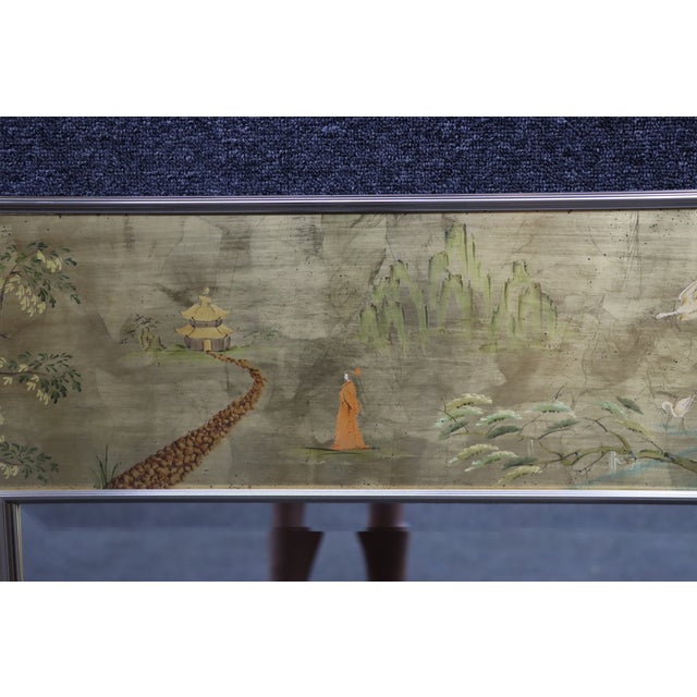 LaBarge Chinoiserie Painted Wall Mirror For Sale - Image 11 of 12