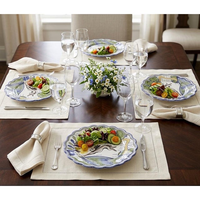 Ceramic Set of 4 Andrea by Sadek Portuguese Majolica Style Leaping Hare Plates For Sale - Image 7 of 7