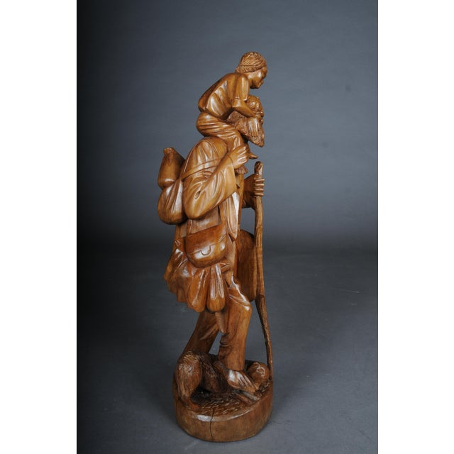 20th Century Ranger with Child Sculpture in Limewood, South Germany For Sale - Image 13 of 18