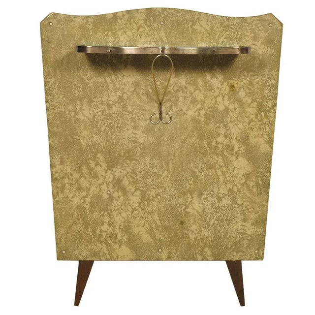 Metal Midcentury Console in Gilded Brass & Plasticized Fabric by Brugnoli Mobili Cantù For Sale - Image 7 of 7