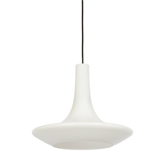 White Opal Glass Pendant Light from Peill & Putzler, Germany, 1970s For Sale