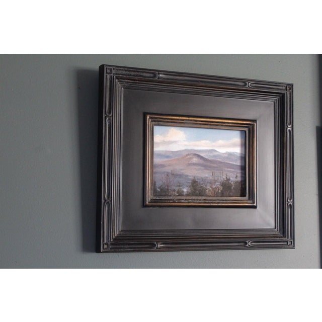 Winter Is Here by Mo Myra | Watercolor on Paper Landscape of mountains and trees in winter. For Sale - Image 4 of 5