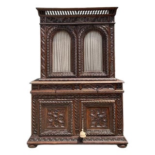 Vintage French Hand Carved Cabinet For Sale