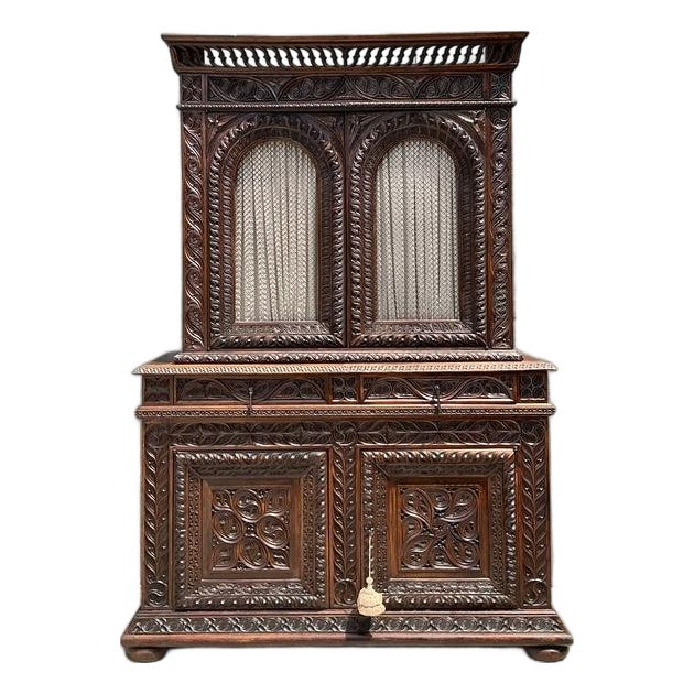 Vintage French Hand Carved Cabinet For Sale