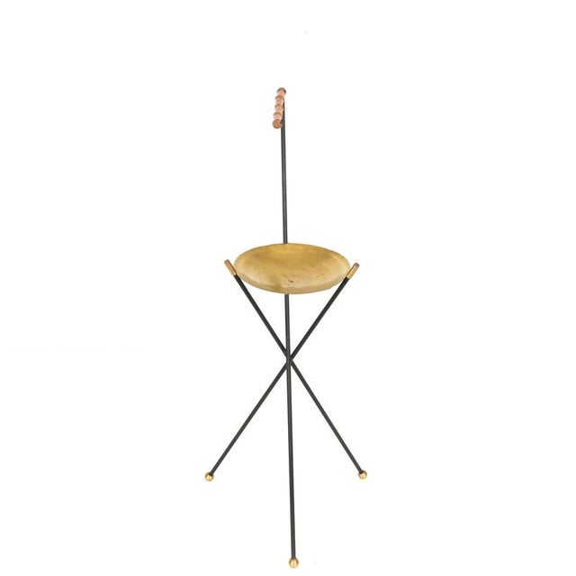 Italian Tripod Floor Ashtray in Bamboo and Iron, 1950s For Sale - Image 10 of 14