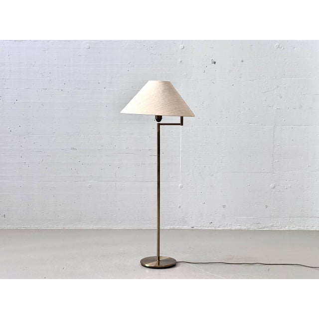 Metal Brass Floor Lamp with Fabric Shade, 1990s For Sale - Image 7 of 16