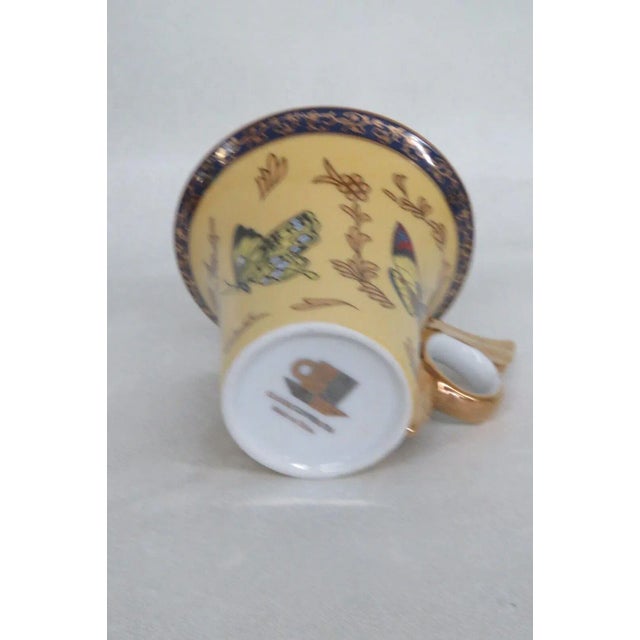 Classic Coffee and Tea Butterfly Espresso Tea Cups and Saucers Set of