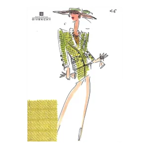Givenchy Haute Couture Paris No 6 Fashion Illustration W/ Fabric Swatch
