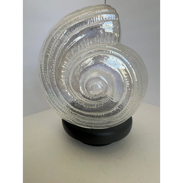1970s Large Vintage Nautilus Shell Glass Sculpture, 9" Hand Blown Art Glass For Sale - Image 5 of 18