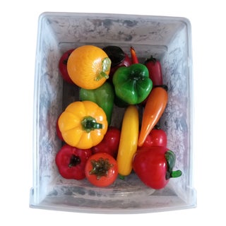 1980s Art Glass Multicolor Fruits & Vegetables- Set of 16 For Sale