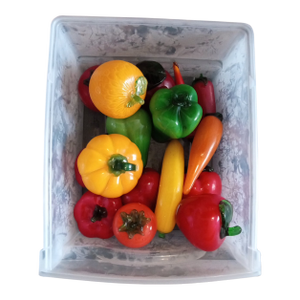 1980s Art Glass Multicolor Fruits & Vegetables- Set of 16