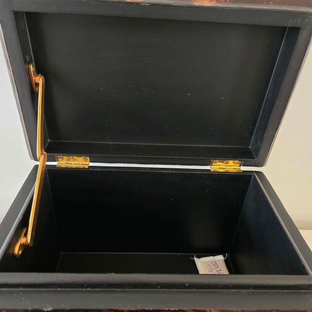 1980s Maitland Smith Ornate Hinged Mahogany Chest With Brass Ball Feet Leaf Finnial For Sale - Image 9 of 18