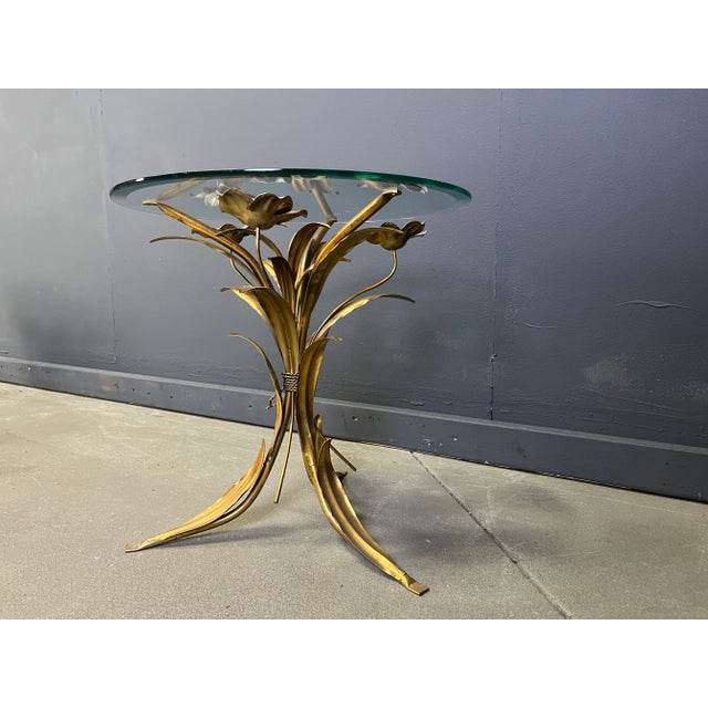 1960s Vintage Gilt Metal Flower Side Table, 1960s For Sale - Image 5 of 9