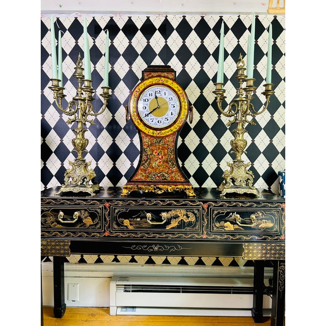 Castilian Imports Oversized Italian Florentine Style Hand-Painted Mantel Clock For Sale - Image 15 of 18