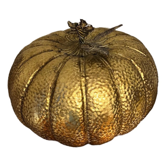 Vintage Handmade Hammered Brass Monumental Pumpkin For Sale
