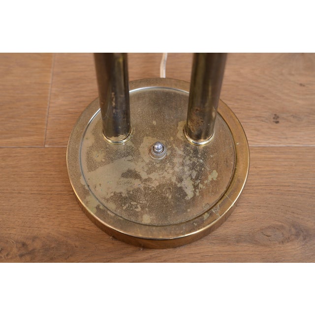 Mid Century Brass Double Gooseneck Lamp For Sale - Image 10 of 13