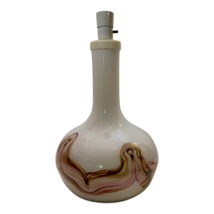 1970s Danish Modern White, Pink Art Glass Lamp, Holmegaard