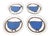 Folk Art Style Handmade White Ceramic Plates with Blue Birds, 1990s, Set of 4 For Sale