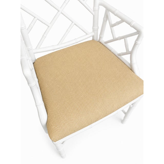 Vintage Chinese Chippendale Faux Bamboo Armchair in High-Gloss White For Sale In Miami - Image 6 of 7