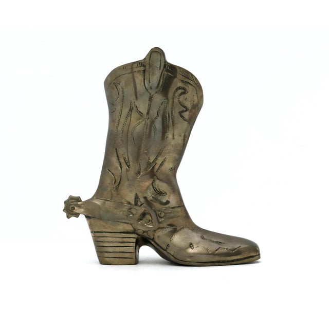Large vintage brass cowboy boot figurine. This listing is for a large vintage brass cowboy boot figurine with a moveable...