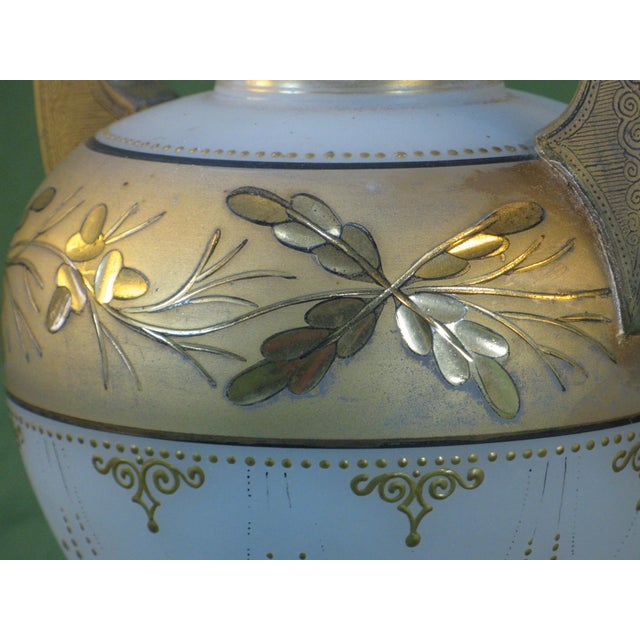 Table Lamp Glass Urn Vase Antique Bohemian Moser Gold Leaves For Sale - Image 11 of 18