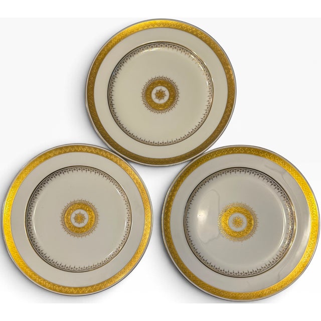 Antique Minton for Tiffany and Co. Gold-Encrusted Dinner Plates - Set of 18 For Sale - Image 9 of 17