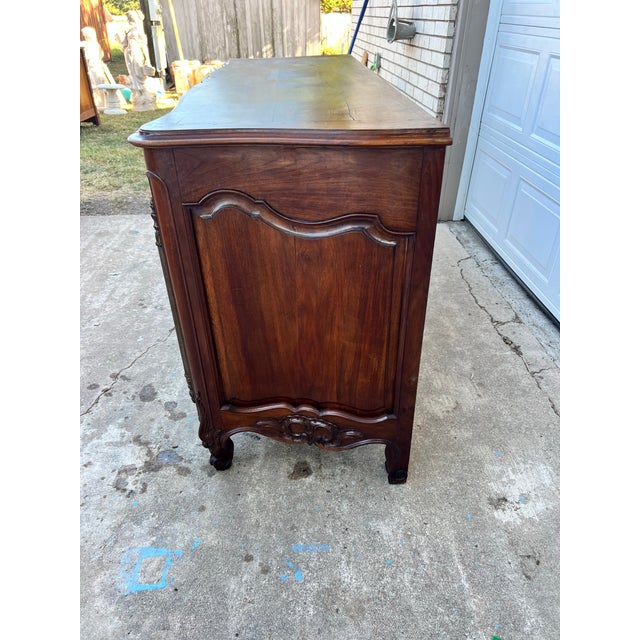 Early 19th Century French 19th Century Louis XV Provincial Solid Walnut Two Door Buffet For Sale - Image 5 of 12