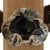 Blue German Ceramic Flower and Oak Table Lamps, Germany, 2010s, Set of 2 For Sale - Image 8 of 11