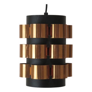 1970s Copper and Black Metal Pendant by Werner Schou for Coronell Elektro For Sale