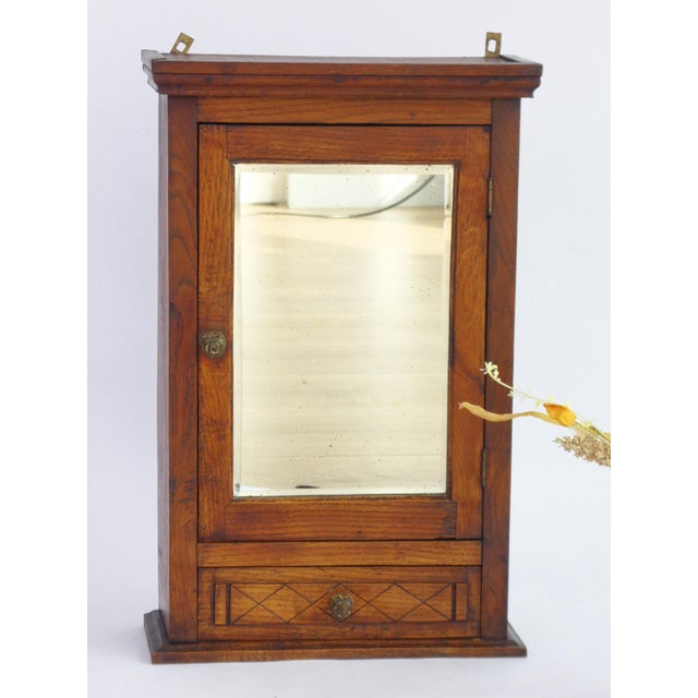 Antique Art Deco Carved Wooden Mirror Cabinet with Drawer, 1920s For Sale - Image 3 of 11