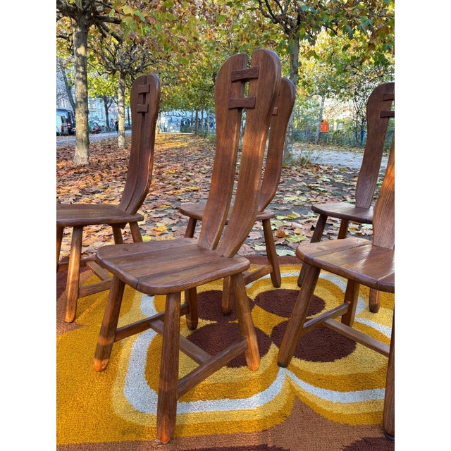 Brown Brutalist Chair in Oak by De Puydt, 1960s For Sale - Image 8 of 14